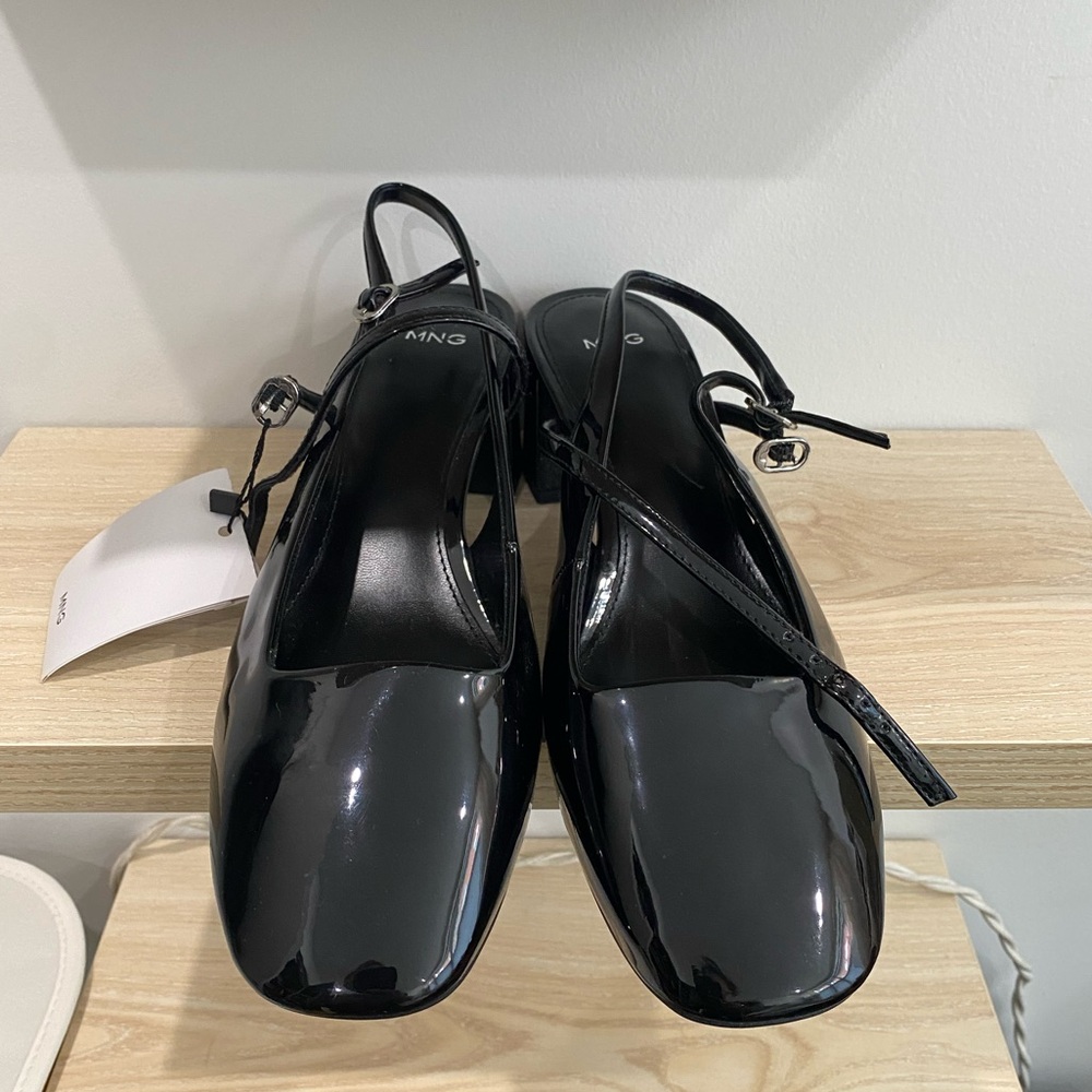 Mango Black Patent Leather Flats